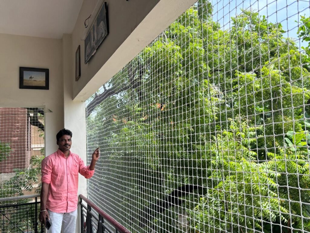 Installation Of Pigeon Safety Net For Balcony In Chennai By Pigeon Safety Nets